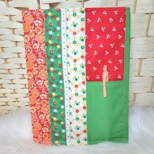 Handmade Quilted Vintage Fabric Notebook Cover With Pen Pocket Pen Not Included
